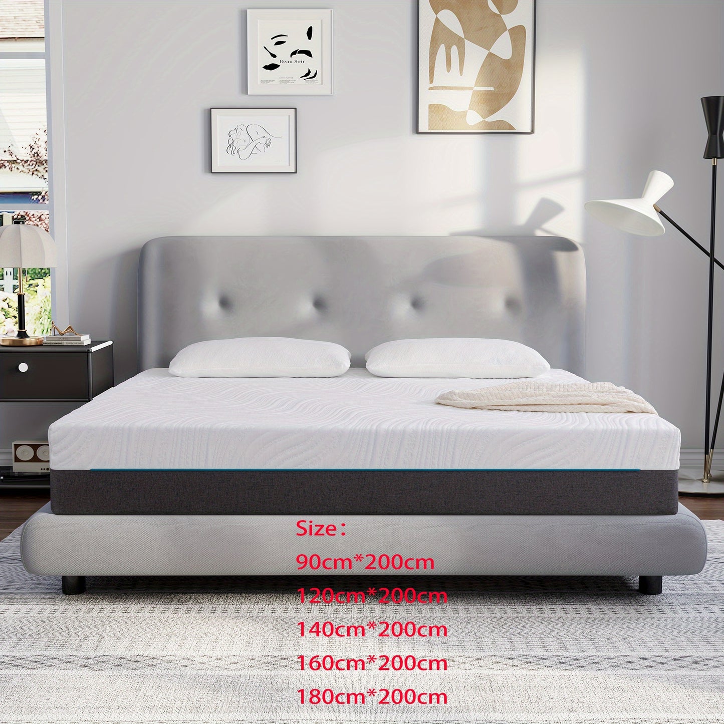 18/20cm 160x200cm Memory Foam Mattress | Soft Comfortable Fabric Medium Softness for Optimal Body Support & Comfortable Sleep, Polyester Cover, Hybrid Construction, Euro Top, Pocketed Coil, Twirest Brand