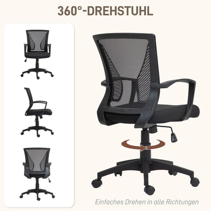 Bureaustoel – Kantoorstoel – Draaistoel – Meshstoel – Werkstoel – Ademend Mesh Rugleuning – Verstelbare Hoogte 92-102 cm – Max. 120 kg – Zwart