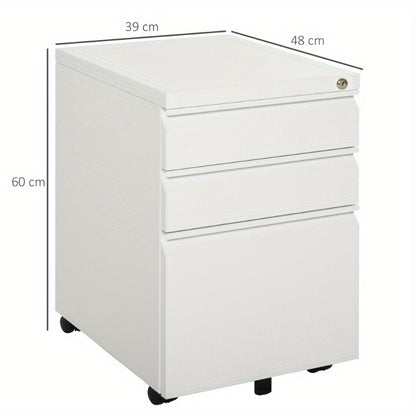 Rolkast – Rolcontainer – Ladenkast – Opbergkast – Mobiele Kast – Wit Staal – Compact 39x48x60 cm – Duurzaam en Ruimtebesparend