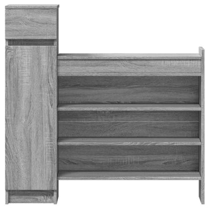 Schoenenkastje – Schoenenkast – Schoenenrek – Schoenenopberger – Schoenenschuif – Smal Hoog Kastje – Duurzaam Hout – Grijze Afwerking – 100,5x28x100 cm – Modern Ontwerp
