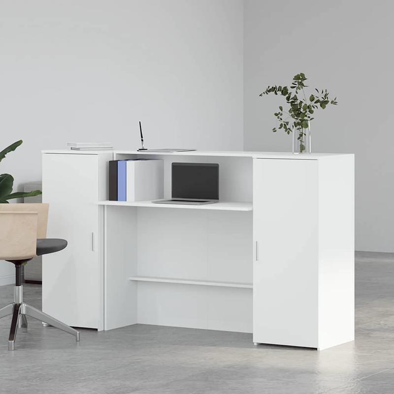 Receptiebalie – Balie – Ontvangstbalie – Ontvangsttafel – Balie Wit – Houten Constructie – Groot Werkblad 180x50 cm