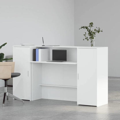 Receptiebalie – Balie – Ontvangstbalie – Ontvangsttafel – Balie Wit – Houten Constructie – Groot Werkblad 180x50 cm