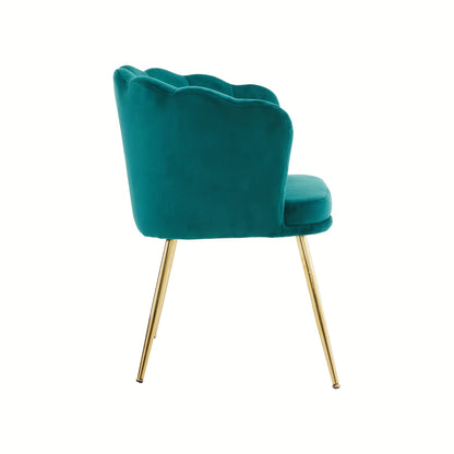 Velvet Fauteuil – Fluwelen Stoel – Lounge Chair – Design Fauteuil – Accentstoel – Luxe Blauw – Goud Metalen Poten – Bloemvormige Rugleuning – Comfortabel Gepolsterd Zitkussen