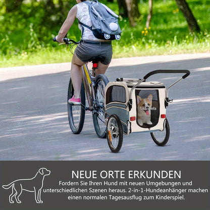 Hondenfietskar – Hondenkar – Fietskar – Hondenbuggy – Huisdierenwagen – 2-in-1 Opvouwbaar – Draagvermogen 30 kg