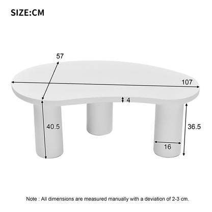 Salontafel – Moderne Tafel – Koffietafel – Bijzettafel – Rond – Halvemaanvorm – Metaal Wit – Ruimtebesparend Ontwerp – 107x57x40,5 cm