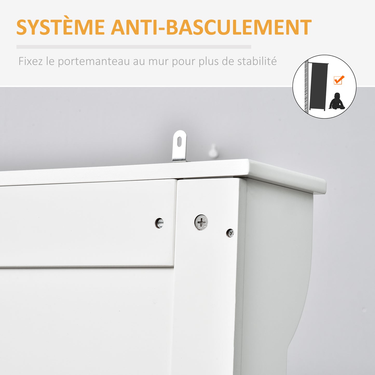 Halmeubel – Kapstok – Zitbank – Opbergmeubel – Schoenenkast – Licht Beige – 5 Dubbele Haken – Anti-Kantelbeveiliging