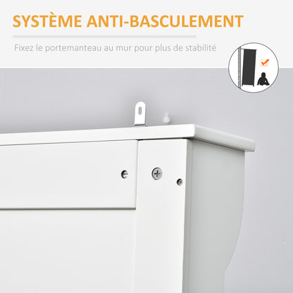 Halmeubel – Kapstok – Zitbank – Opbergmeubel – Schoenenkast – Licht Beige – 5 Dubbele Haken – Anti-Kantelbeveiliging