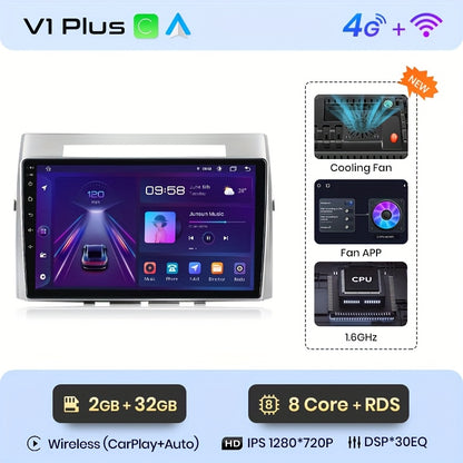 Autoradio – Multimedia Speler – 2-DIN Radio – Car Player – Smart Radio – 9 Inch Touchscreen – 4G Verbinding – Android Auto & CarPlay