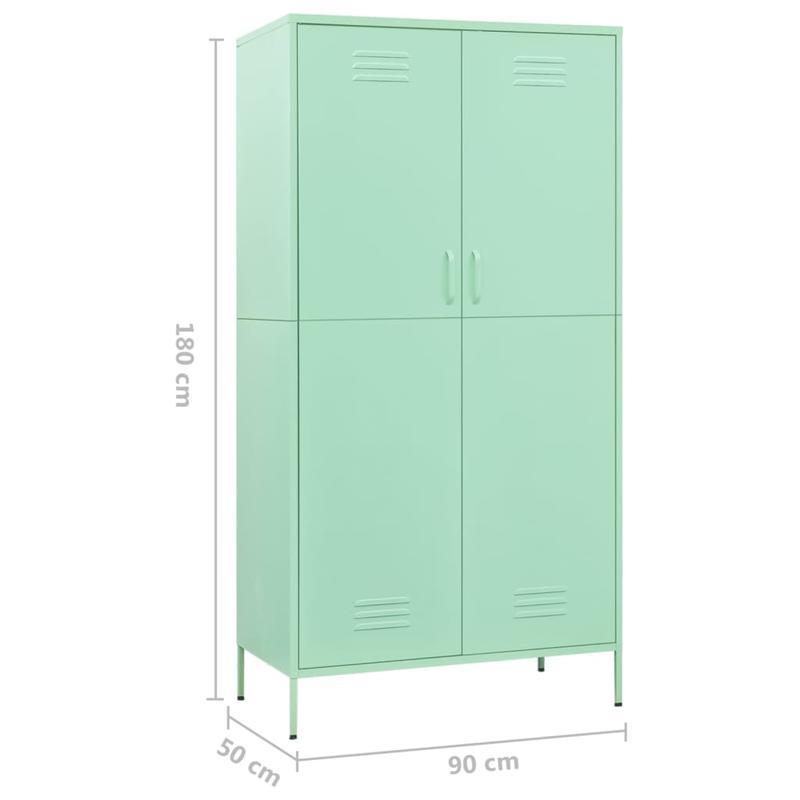 Mintgroene Stalen Kast – Opbergkast – Kledingkast – Bergkast – Vrijstaande Kast – Stevig Staal – Compact 98 cm Hoog