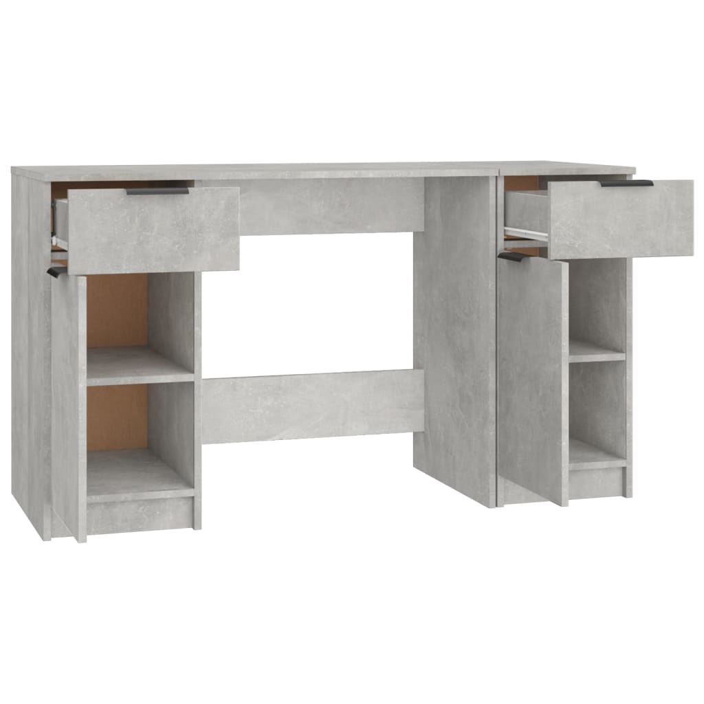 Bureau – Schrijftafel – Werkplekmeubel – Kantoortafel – Betongrijs – Stevig Hardhout – Ruime Opbergruimte