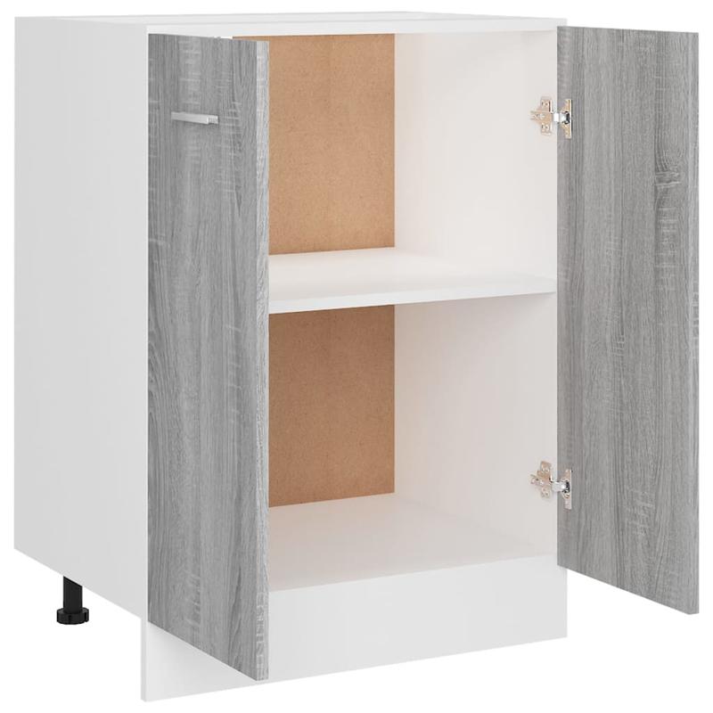 Modern Rustic Kitchen Set with Ample Storage, Sturdy Material, Organizes Kitchen Space, Ideal for Kitchen and Bathroom – Base Cabinet 60x46x81.5 cm, Finished Wood Gray Sonoma Oak Color