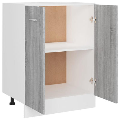 Modern Rustic Kitchen Set with Ample Storage, Sturdy Material, Organizes Kitchen Space, Ideal for Kitchen and Bathroom – Base Cabinet 60x46x81.5 cm, Finished Wood Gray Sonoma Oak Color