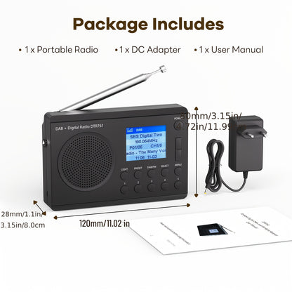 Portable FM/DAB Radio, Shortwave Radio With 40 Presets, LED Light, LCD Display, Strong Reception Battery Operated By 3AA Batteries Or AC Power, Big Speaker, Earphone Jack For Gift, Elder, Home