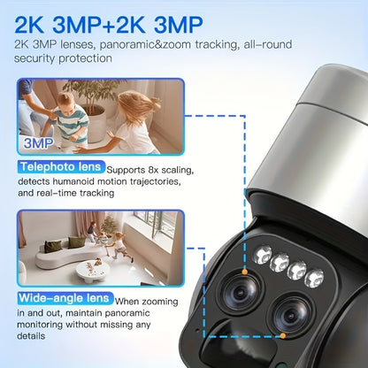 Beveiligingscamera – Bewakingscamera – Buitencamera – Draadloze Camera – 3MP HD Resolutie – Kleurennachtvisie – Pan-Tilt-Zoom