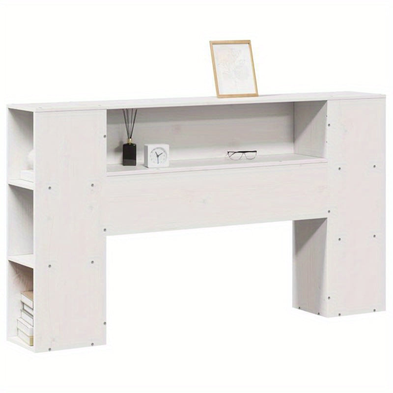 Bedombouw – Hoofdeinde – Bedframe – Opbergbed – Slaapkamermeubel – Wit Massief Dennenhout – 160 cm Breed – Ruimtebesparend Met Planken En Laden