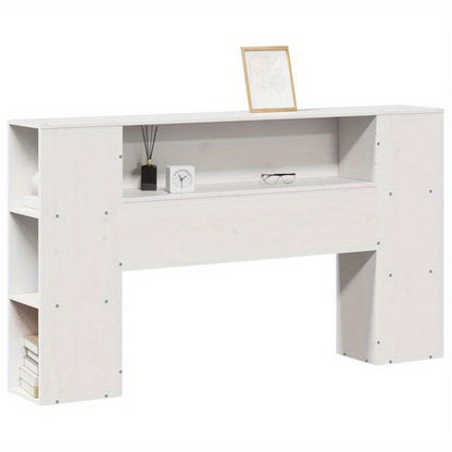 Bedombouw – Hoofdeinde – Bedframe – Opbergbed – Slaapkamermeubel – Wit Massief Dennenhout – 160 cm Breed – Ruimtebesparend Met Planken En Laden