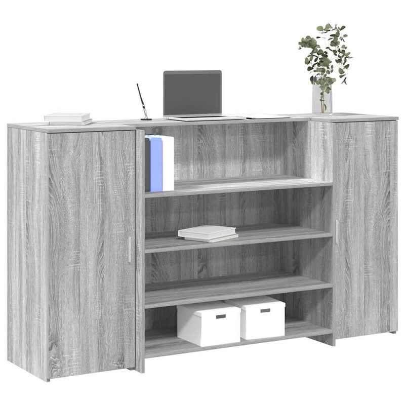 Receptiebalie – Ontvangstbalie – Balie – Kantoorbalie – Houten Balie – Ruim Werkblad 180x50x103,5 cm – Duurzaam Houtfineer Grijs-Wit