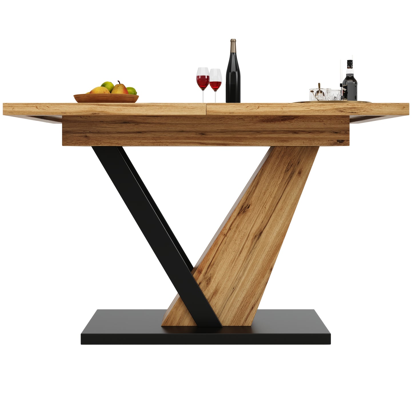 Extendable Dining Table (120-160 x 75 x 75.5cm), Kitchen Table, Extends to 160cm, Suitable for Kitchen and Living Room Use