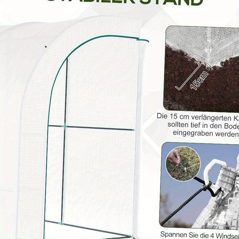 Kweektent – Growtent – Growbox – Plantenkas – Kweekkast – Stevig Stalen Frame – 300x150x213 cm – Winterbestendige Transparante Folie – Wit