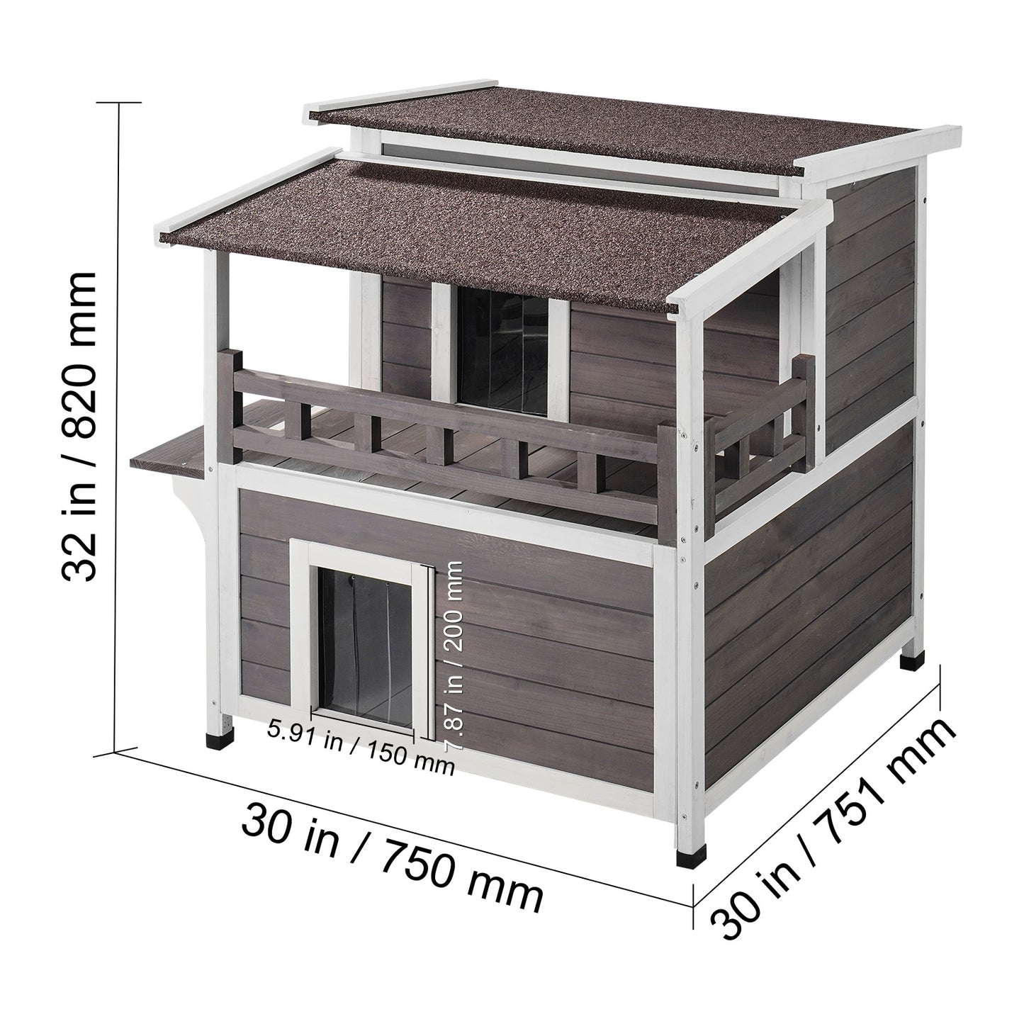 Kattenhuis Buiten – Kattenhok – Kattenverblijf – Kattenvilla – Kattenhut – Houten Twee Verdiepingen – Weerbestendig Met Balkon