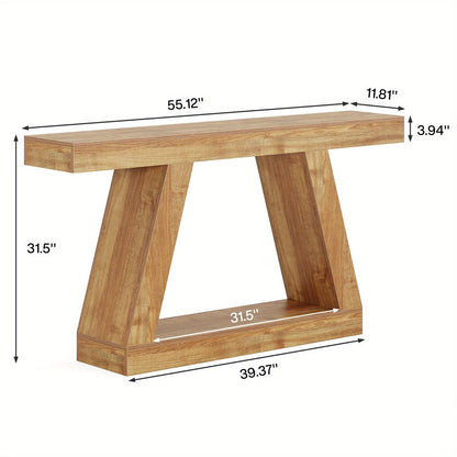 Houten Sidetable – Sidetable – Haltafel – Wandtafel – Console Table – Natuurlijk Bruin – 140 cm Breed – Stevig Geperst Hout