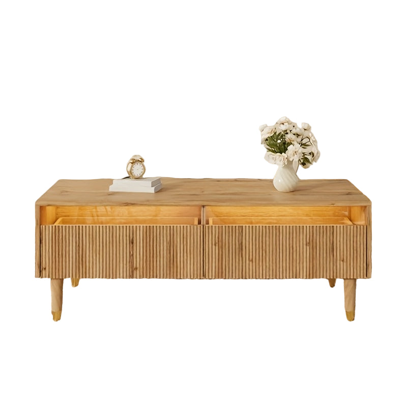 Salontafel – Woonkamertafel – Koffietafel – Bijzettafel – Opbergtafel – Modern – Twee Laden – Duurzaam Composiet – Natuurlijk Beige/Bruin – Ruimtebesparend – Gemakkelijk Montage