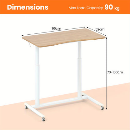 Zit Sta Bureau – Mobiel Werkplek Bureau – Laptoptafel – Verstelbaar Bureau – Verrijdbaar Bureau – Verstelbare Hoogte – Rustiek MDF Houten Tafelblad
