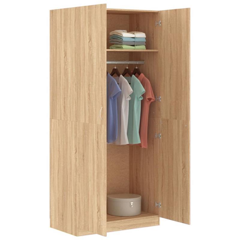 Staande Kledingkast – Kledingkast – Garderobekast – Opbergkast – Linnenkast – Modern Minimalistisch Design – Ruime Opbergruimte – Duurzaam Zacht Hout – Eenvoudige Montage – Variant Bruin