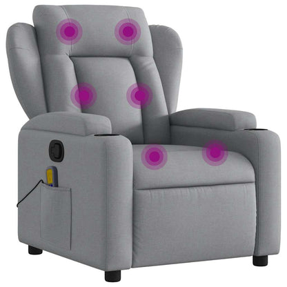 Relaxfauteuil – Relaxstoel – Massagefauteuil – Lounge Fauteuil – Zithoek Stoel – Lichtgrijs – Met Massagefunctie – Handmatig Verstelbaar – Stevig Hout-Metaal Frame