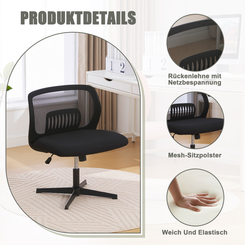 Bureaustoel – Kantoorstoel – Draaistoel – Gamingstoel – Stoel Zonder Armleuningen – Ergonomisch Design – Verstelbare Hoogte & Schommelfunctie – Mesh Bekleding – Stevig Metalen Frame – Comfortabele Zitting – Roze Mesh