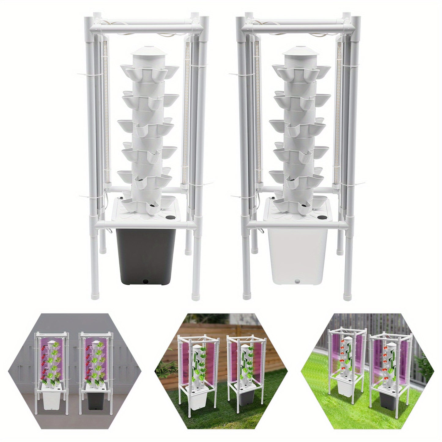 Hydroponische Kweektoren – Verticale Moestuin – Hydrocultuur Toren – Kruidenkweker – Groententoren – Wit – 6 Lagen Met 30 Plantgaten – Ruimtebesparend Met 10L Waterreservoir