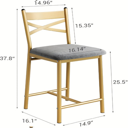 Barstoelen Set – Barkrukken – Keukenstoelen – Counterstoelen – Barstoelen Met Rugleuning – Zacht Gestoffeerd Met Memory Foam – Stevig Met Metalen Frame