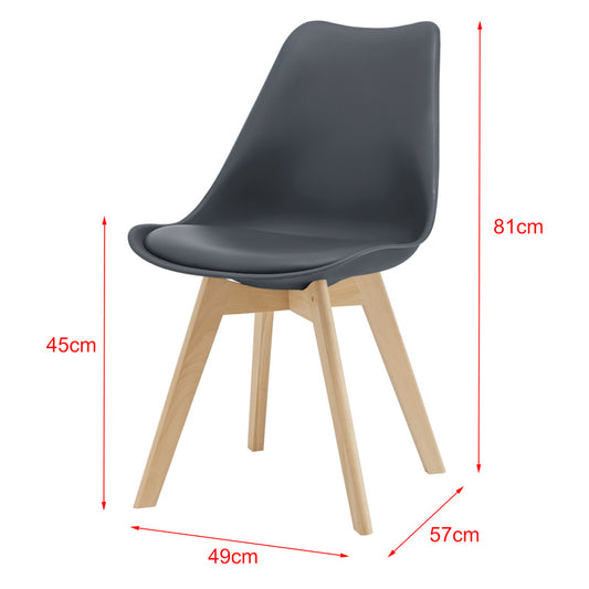 Eetkamerstoel – Stoel – Kuipstoel – Keukenstoel – Woonkamerstoel – Set van 6 – PU Kunstleer Bekleding – Beukenhouten Frame 81x49 cm
