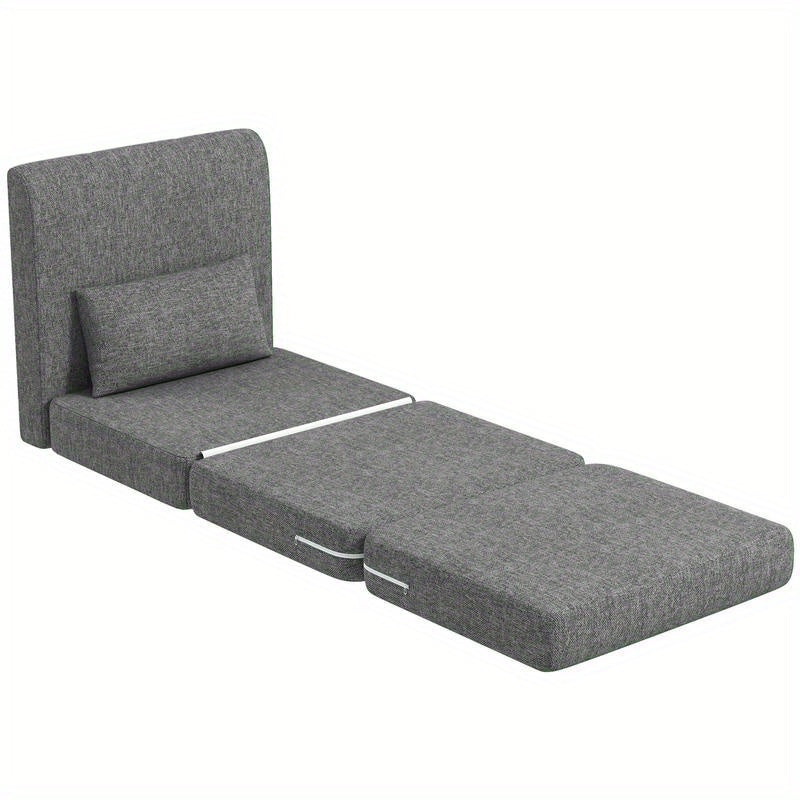 Opvouwbare Slaapstoel – Slaapzetel – Relaxstoel – Slaapfauteuil – Multifunctionele Stoel – 3-Posities Verstelbaar – Stevig Metalen Frame – Grijze Stoffering – Ruimtebesparend Design – Eenvoudige Montage