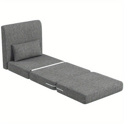 Opvouwbare Slaapstoel – Slaapzetel – Relaxstoel – Slaapfauteuil – Multifunctionele Stoel – 3-Posities Verstelbaar – Stevig Metalen Frame – Grijze Stoffering – Ruimtebesparend Design – Eenvoudige Montage