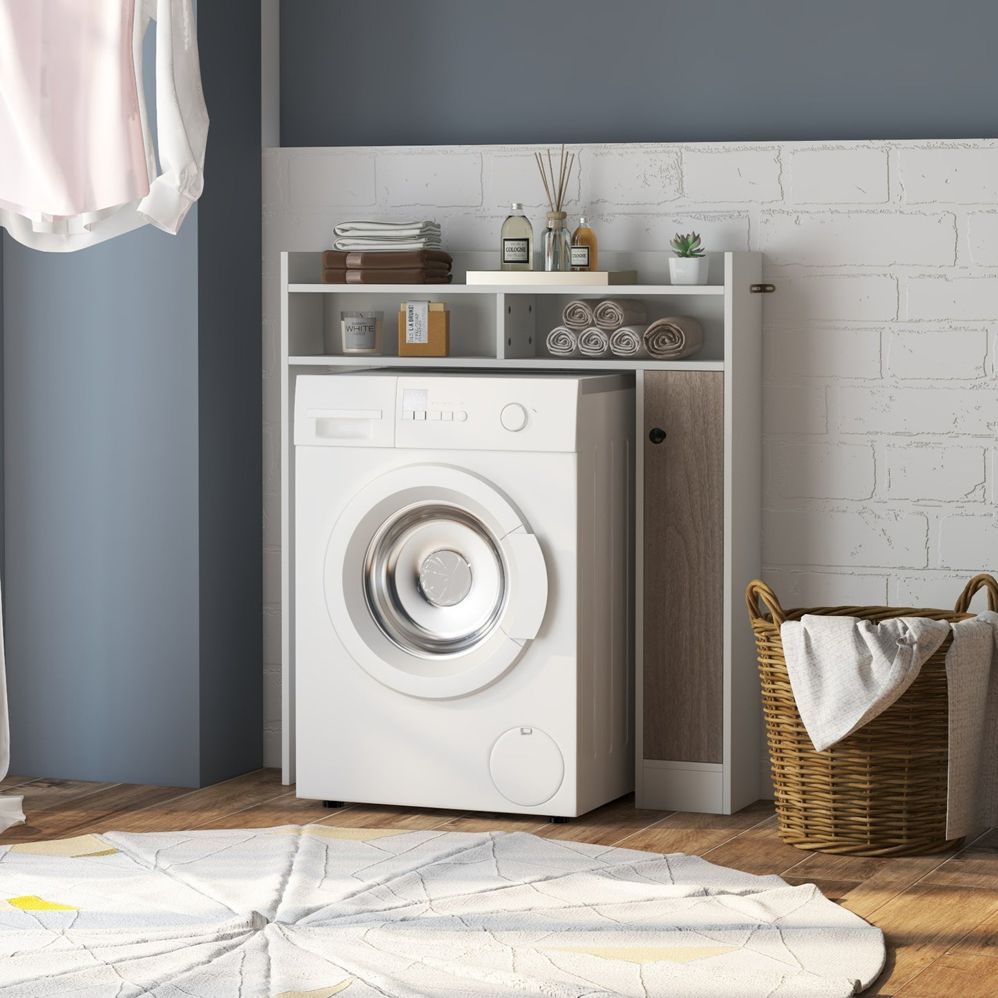 Toiletkast – Badkamerkast – Toiletmeubel – Overtoiletkast – Toiletstandaard – Verstelbare Planken – Waterafstotend MDF Wit