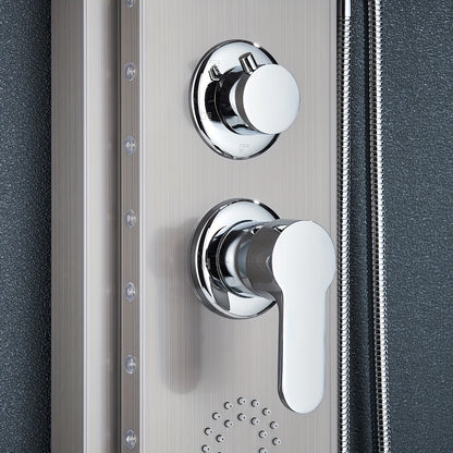 Douchepaneel – Douchekolom – Douchewand – Regendouche – Zwarte Geborstelde Afwerking – 7 Functies Inclusief Regendouche en Massagejets – Roestvrijstaal & Messing