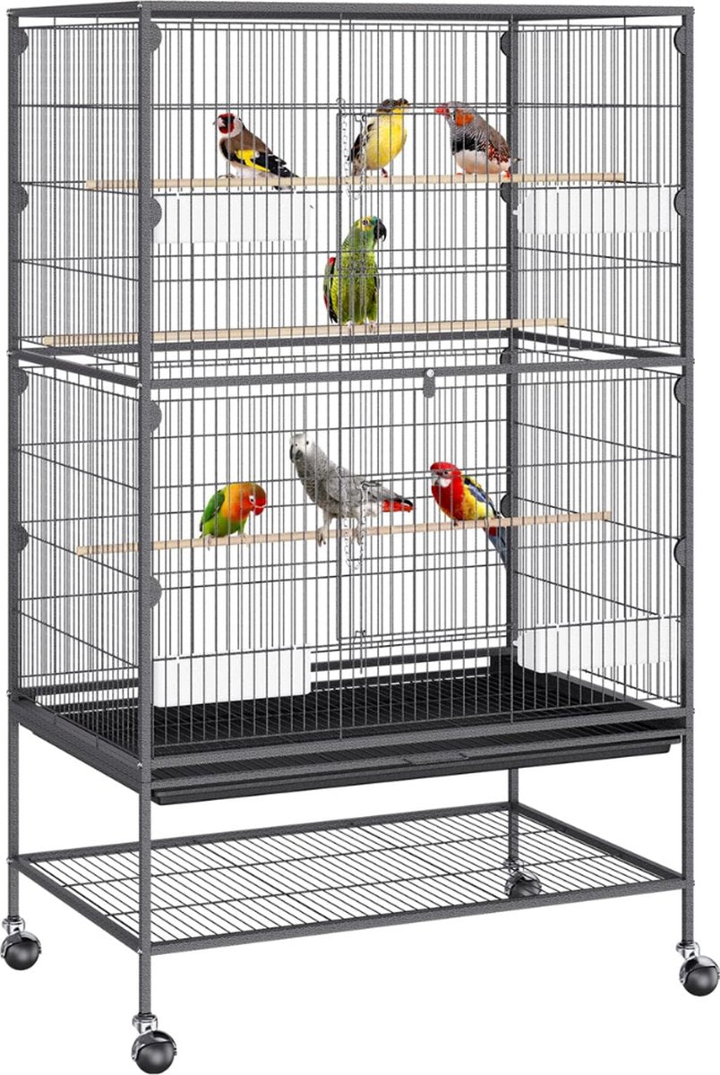 Vogelkooi - Vogelkooien Voor Binnen En Buiten - Voliere - Vogelkooi Met Standaard En Wielen - Vogelkooi Groot