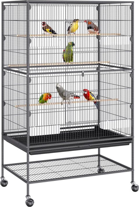 Vogelkooi - Vogelkooien Voor Binnen En Buiten - Voliere - Vogelkooi Met Standaard En Wielen - Vogelkooi Groot