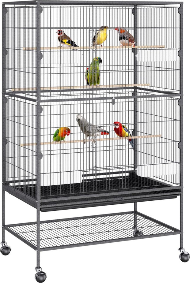 Vogelkooi - Vogelkooien Voor Binnen En Buiten - Voliere - Vogelkooi Met Standaard En Wielen - Vogelkooi Groot