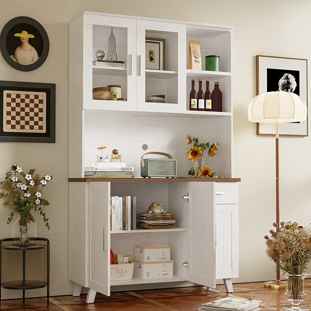 Dressoir – Buffetkast – Opbergkast – Wandkast – Kast – Witte Houtnerf – Hoog 190 cm – Hardhout