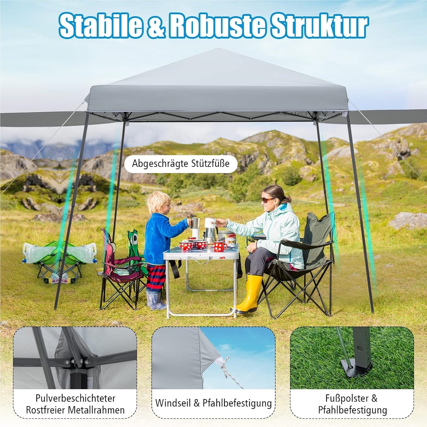 Partytent – Paviljoen – Tuintent – Feesttent – Pop-Up Tent – 3x6 Meter – Waterdicht – UV-Bescherming 50+