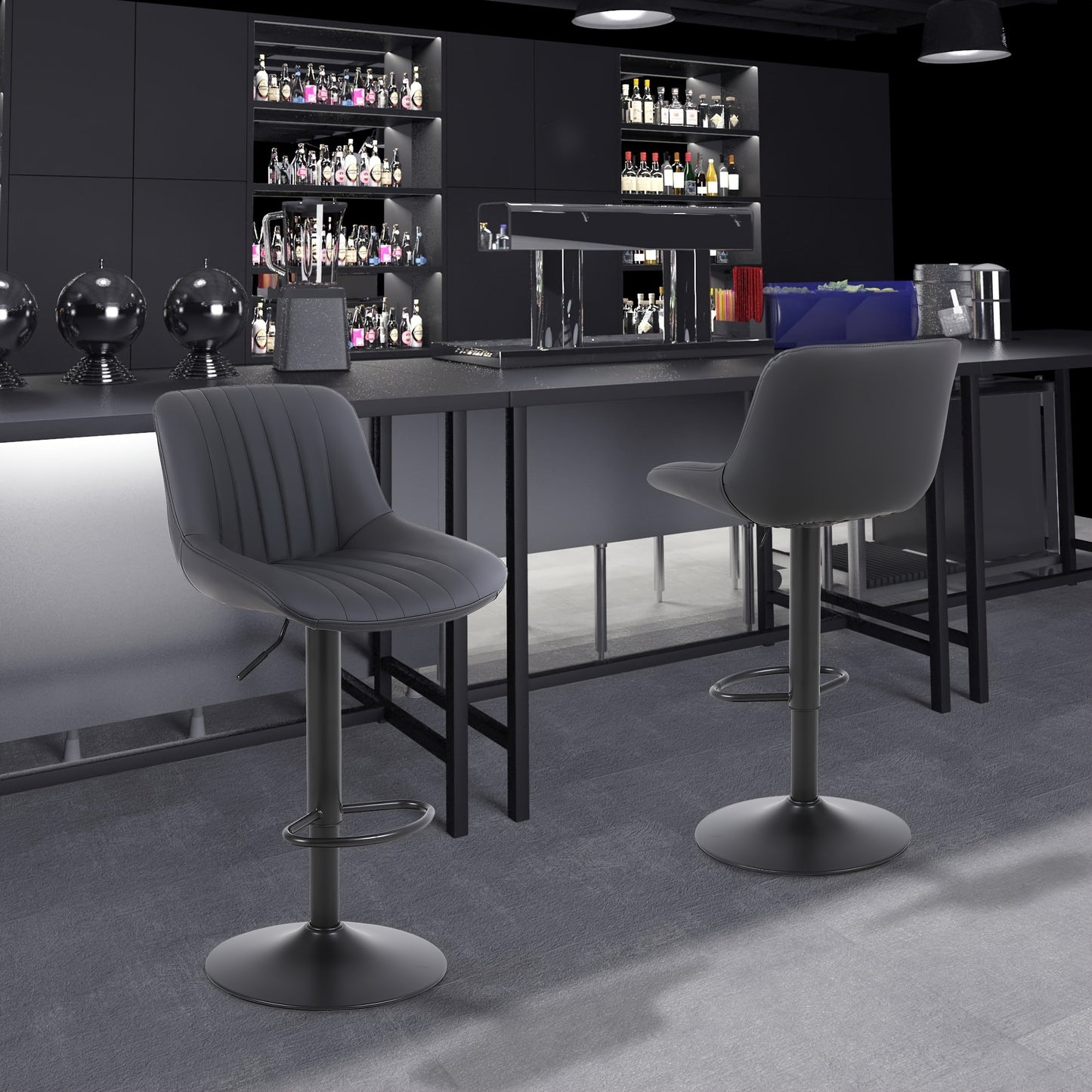 Barkrukken – Barstoelen – Krukken – Keukenstoelen – Barkruk Set van 3 Zwart – Verstelbare Hoogte – 360° Draaibaar – PU-Leder – Stevig Metalen Frame