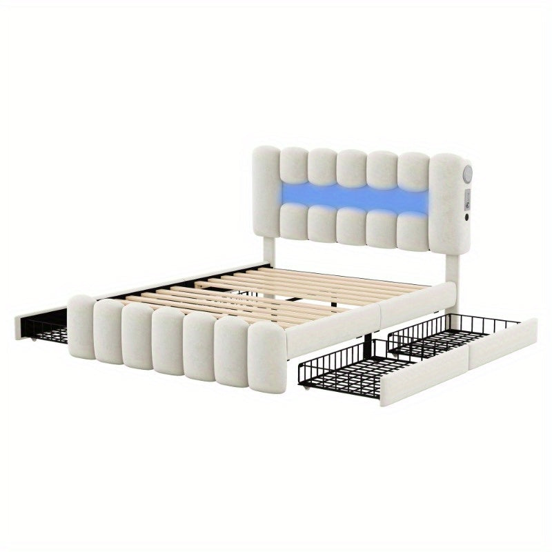 Bedframe – Bed – Platformbed – Opberglades – Slaapbank – Modern Design – Draadloos Stereosysteem – Gemakkelijk Te Monteren