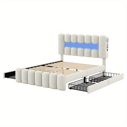 Bedframe – Bed – Platformbed – Opberglades – Slaapbank – Modern Design – Draadloos Stereosysteem – Gemakkelijk Te Monteren
