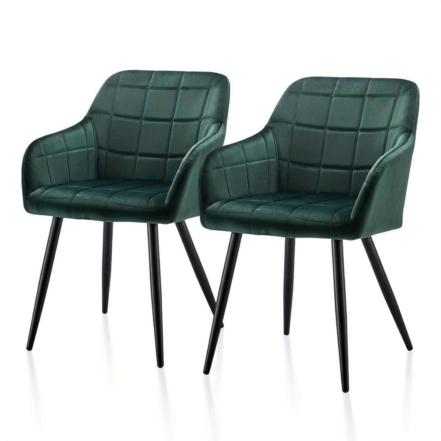 Velvet Eetkamerstoelen – Eetkamerstoelen Met Armleuningen – Luxe Stoelen – Fluwelen Stoelen – Set Van 2 Groen – Memory Foam Zitvlak – Stevig Metalen Frame