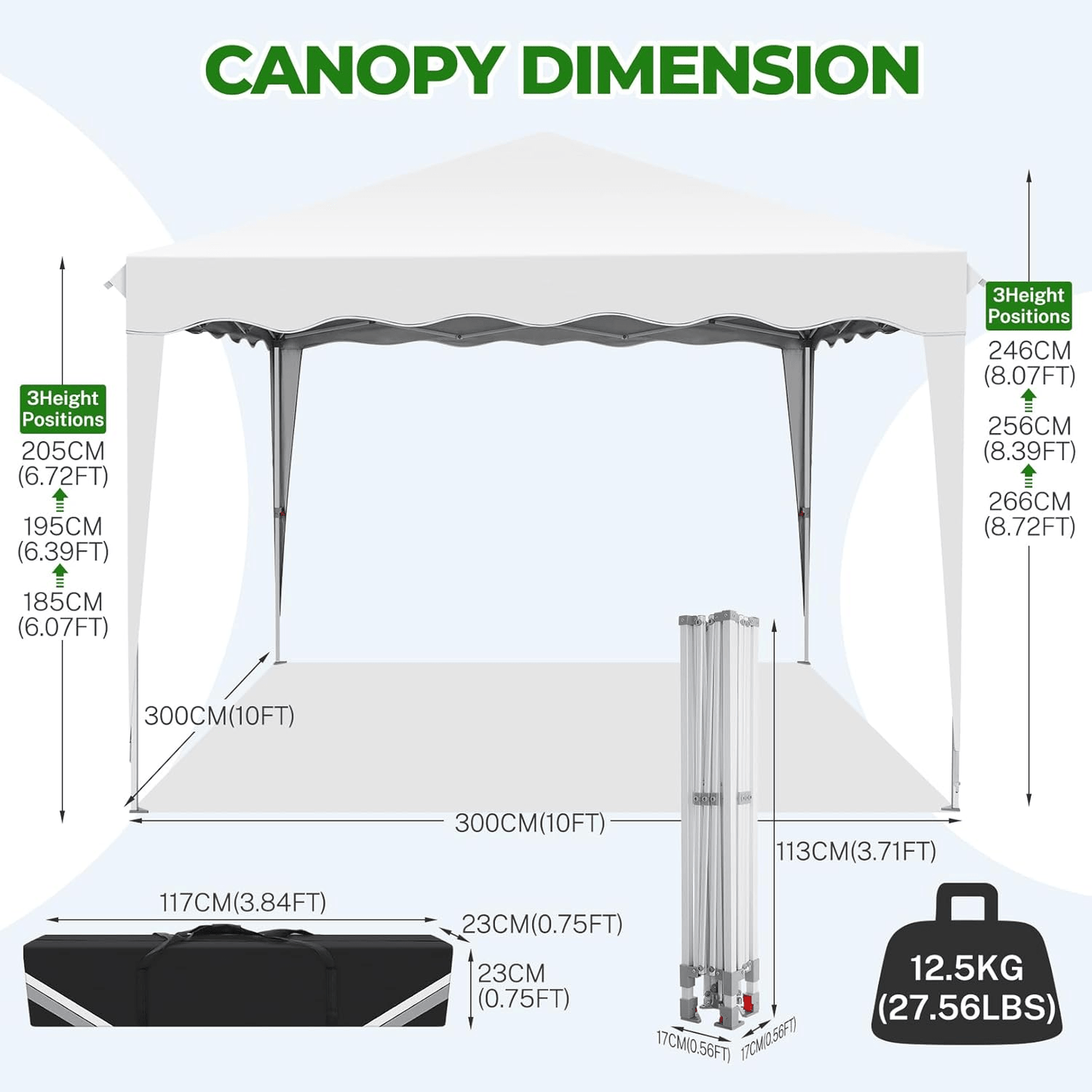 Partytent – Paviljoen – Gazebo – Feesttent – Tuintent – Opvouwbaar – Waterdicht – UV-bescherming 50+ – 3x3 meter – Hoogte Verstelbaar