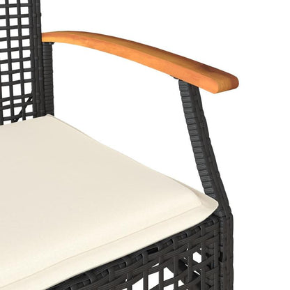 Garden chairs with pillows 2pcs black poly rattan acacia wood Add a touch of rustic charm to your dining room, garden, or terrace with this wooden garden chair! If you're looking for durable garden furniture, this is the idea