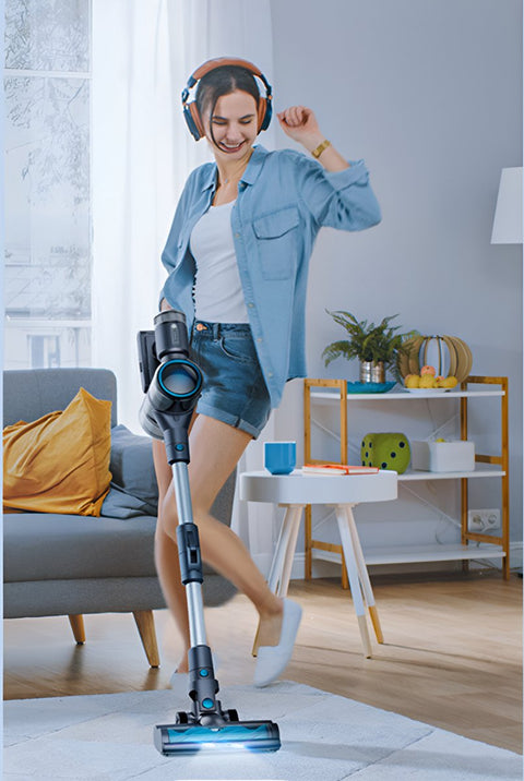 Cordless Stick Vacuum Cleaner - Bagless on Battery - 4 Different Attachments - Handheld Vacuum Cleaner - 380W - 27Kpa