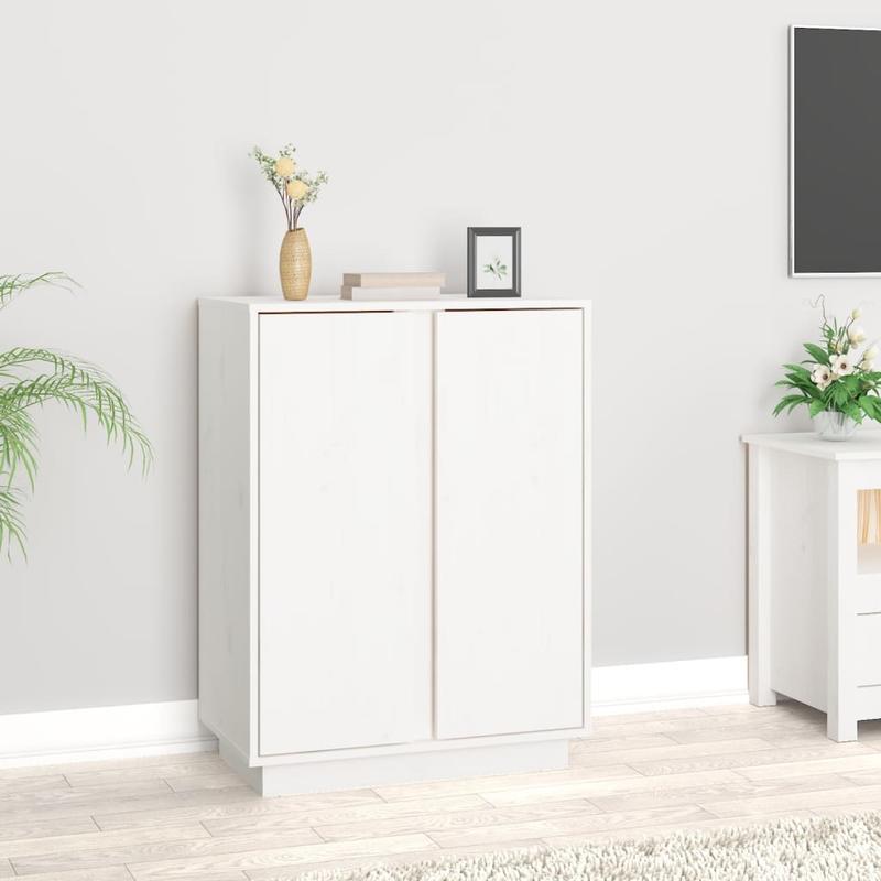 Sideboard 60x35x80cm massief grenenhout wit